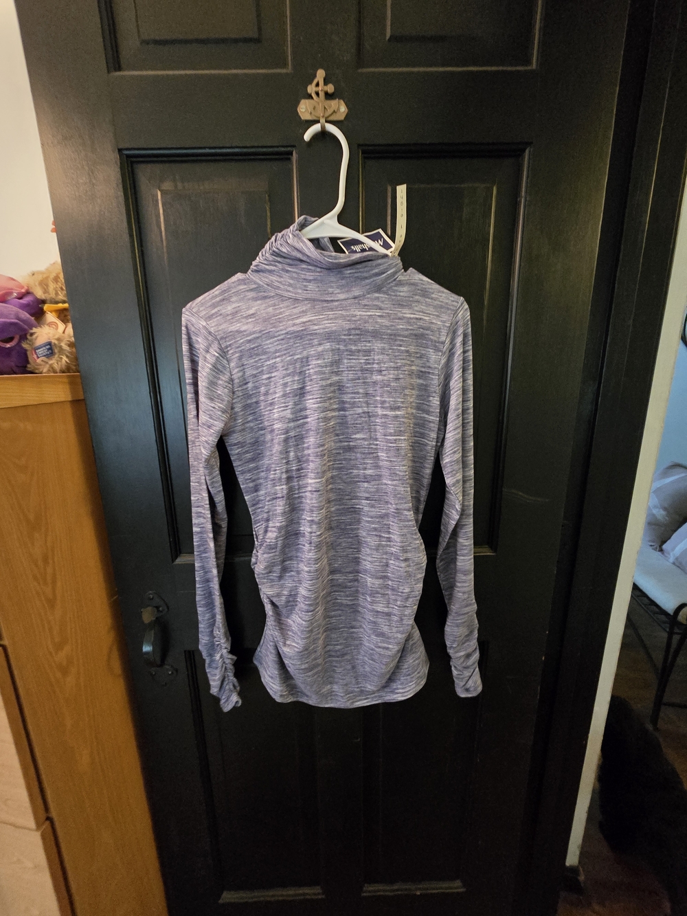 Women’s Long Sleeve Heathered Mock Neck Top - Blue